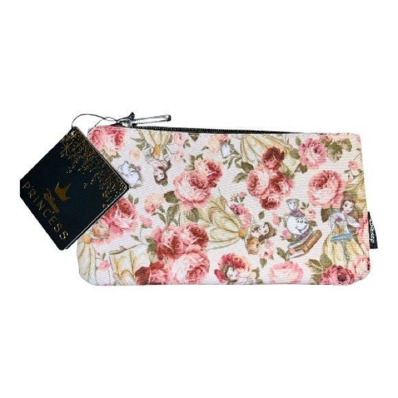Loungefly Disney Princess Belle Floral Cosmetic Bag - Pink and Cream - Picture 1 of 5